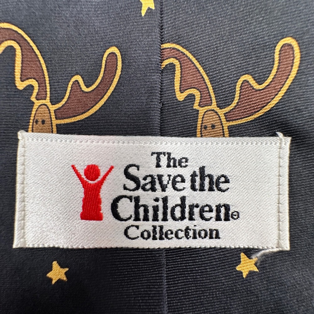 Christmas Tie necktie Holiday Santa Reindeer USA Silk Save the Children - Picture 11 of 11